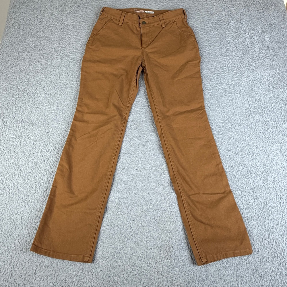 Carhartt Work Pant Women 4 Short Brown Ashland Rugged Flex Relaxed Fit BN5113-W